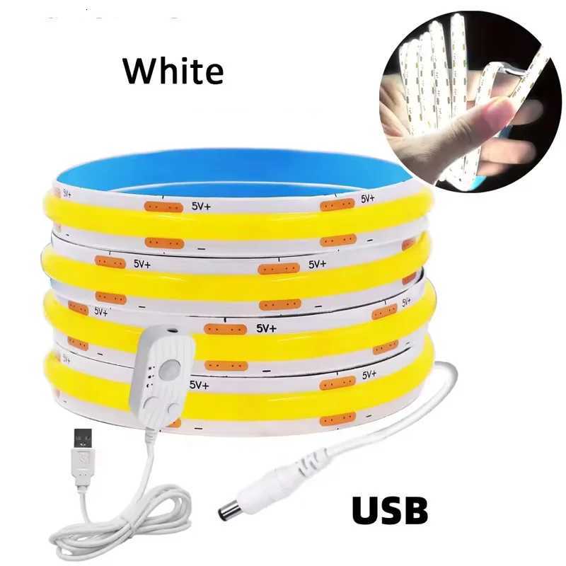 8MM Dimmable Flexible COB LED Strip Light Motion Sensor LED Ribbon USB Powered for Under Cabinet Kitchen Stairs Nightlights M251129