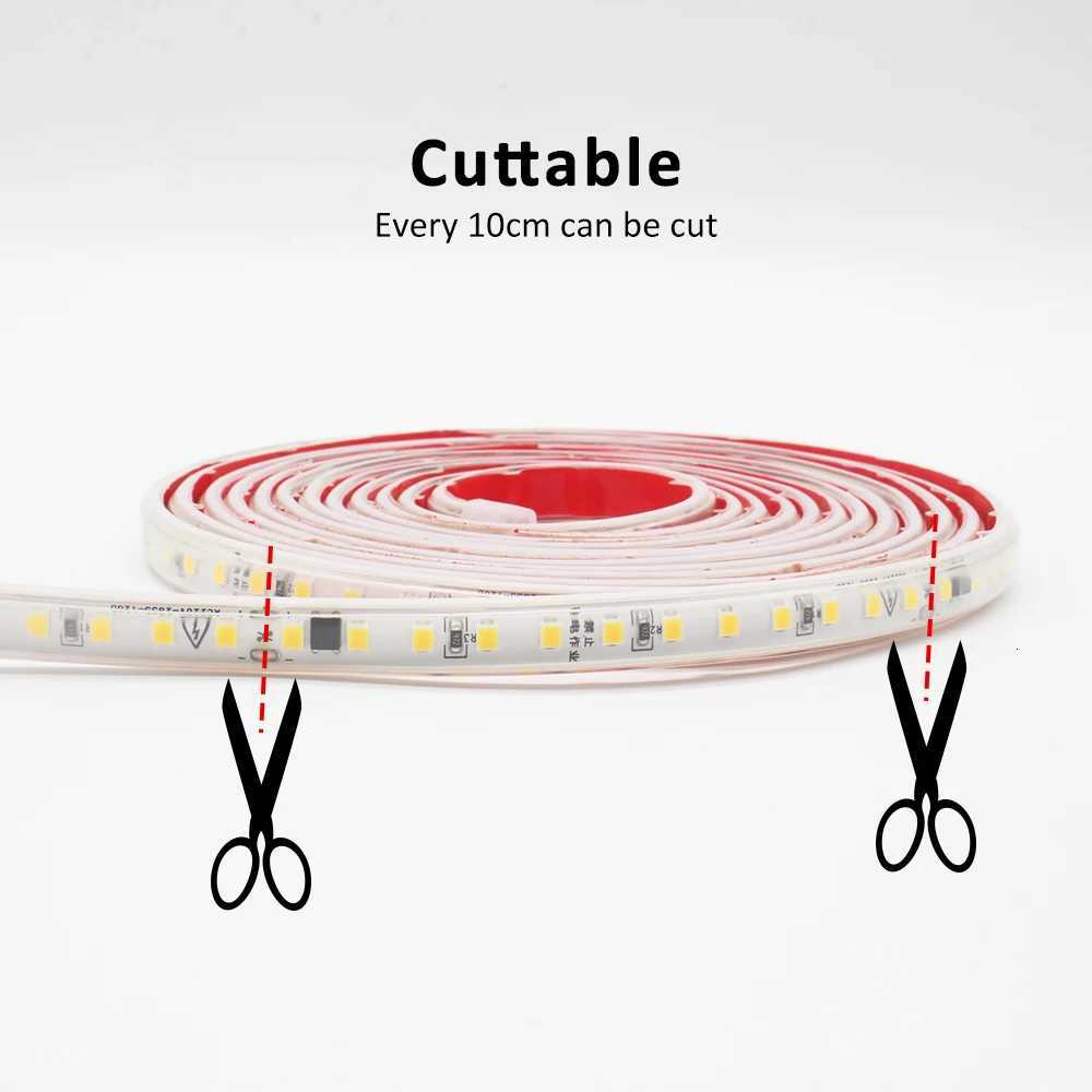 220V LED Strip Light SMD2835 120LEDs/m Waterproof Tape Lamp with EU Plug 1M 2M 3M 5M 10M 15M 20M Decor Lighting for the Yard M251129