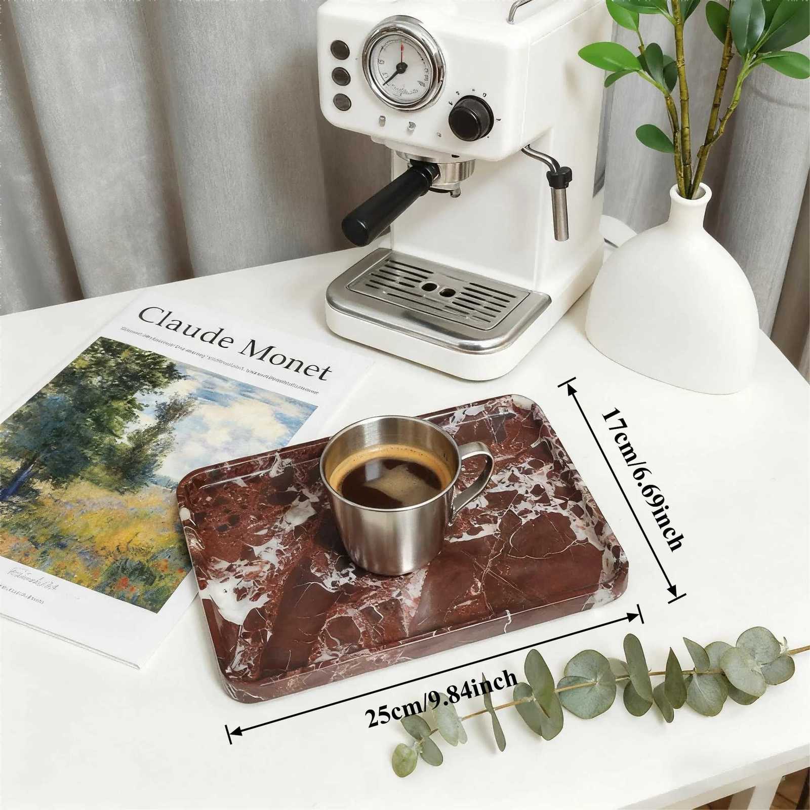 Natural Purple Marble Tray Rectangular Stone Dish for Vanity Bathroom Counter Versatile Organizer for Makeup Jewelry Y251129