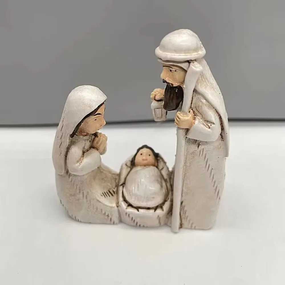 Exquisite Cute Jesus Birth Scpture Cartoon Decorative Christmas Manger Ornaments Sturdy Religious Resin Statue Living Ro H251129