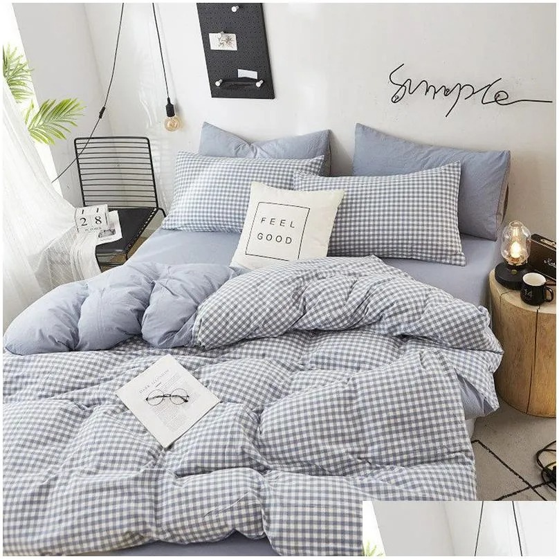 Bedding Sets 4Pcs Vintage French Printing Lace Ruffles Princess Set Milk Velvet Warm Quilt Cover Bed Skirt Bedspread Pillowcases BLB