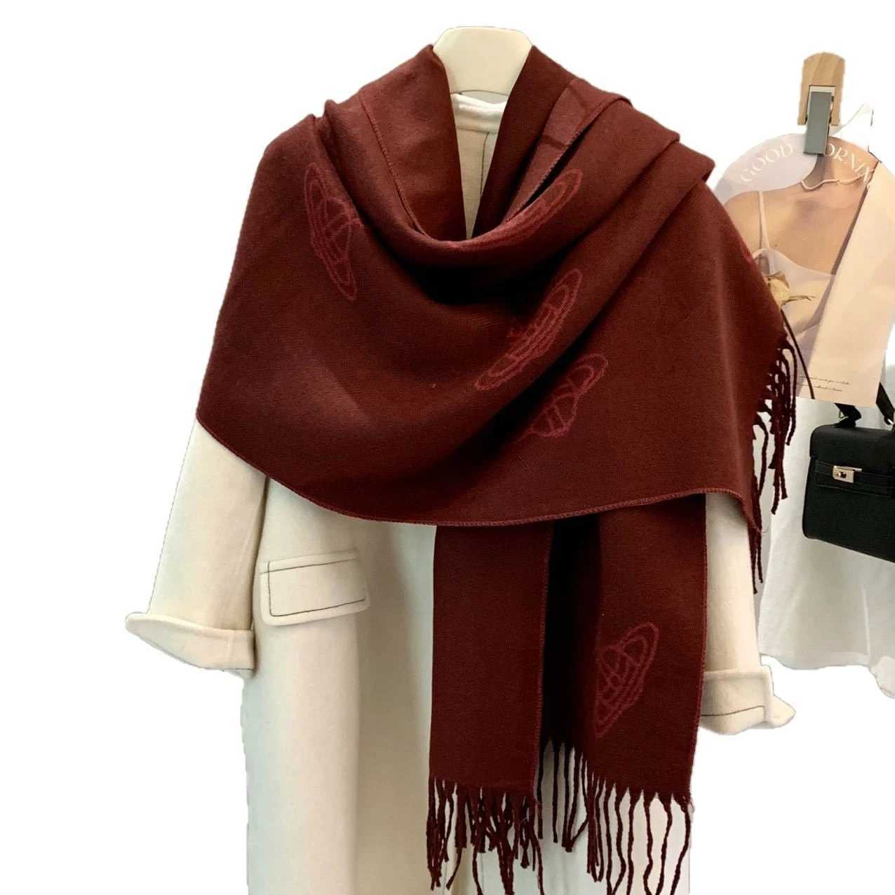 New Arrival Bestseller Double-Sided Faux Planet Scarf Wool-Like Womens Fashion Premium Wraparound Winter Thick ScarfJ251129