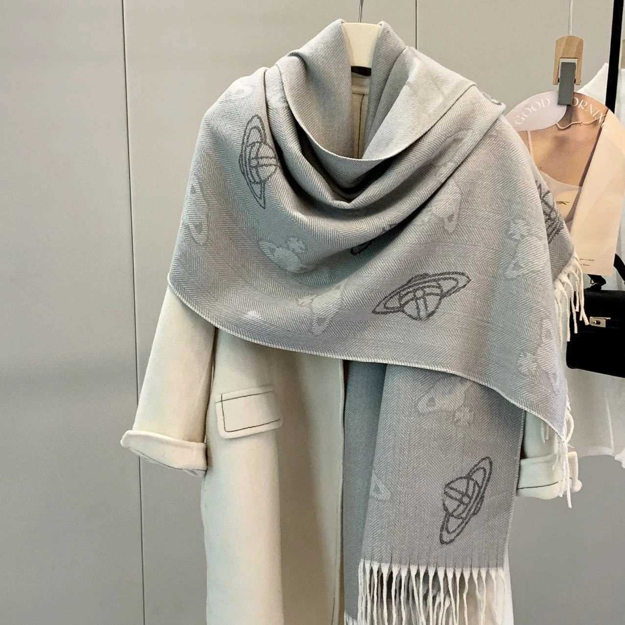 New Arrival Bestseller Double-Sided Faux Planet Scarf Wool-Like Womens Fashion Premium Wraparound Winter Thick ScarfJ251129