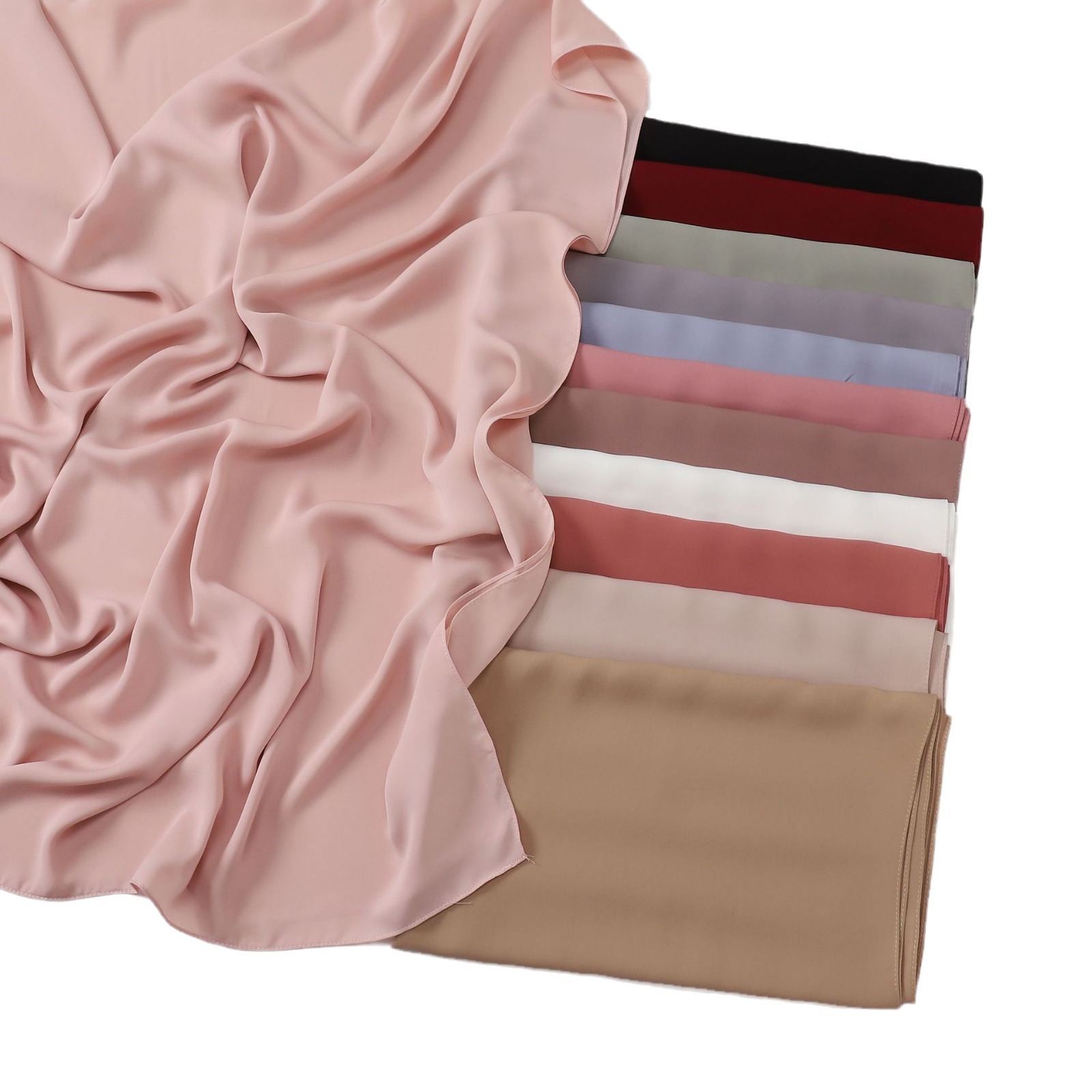 K575 Live cross-border pure color long silk broken card imitation silk long scarf Hui scarf Malay Indonesia Middle East headscarf not easy to wrinkle