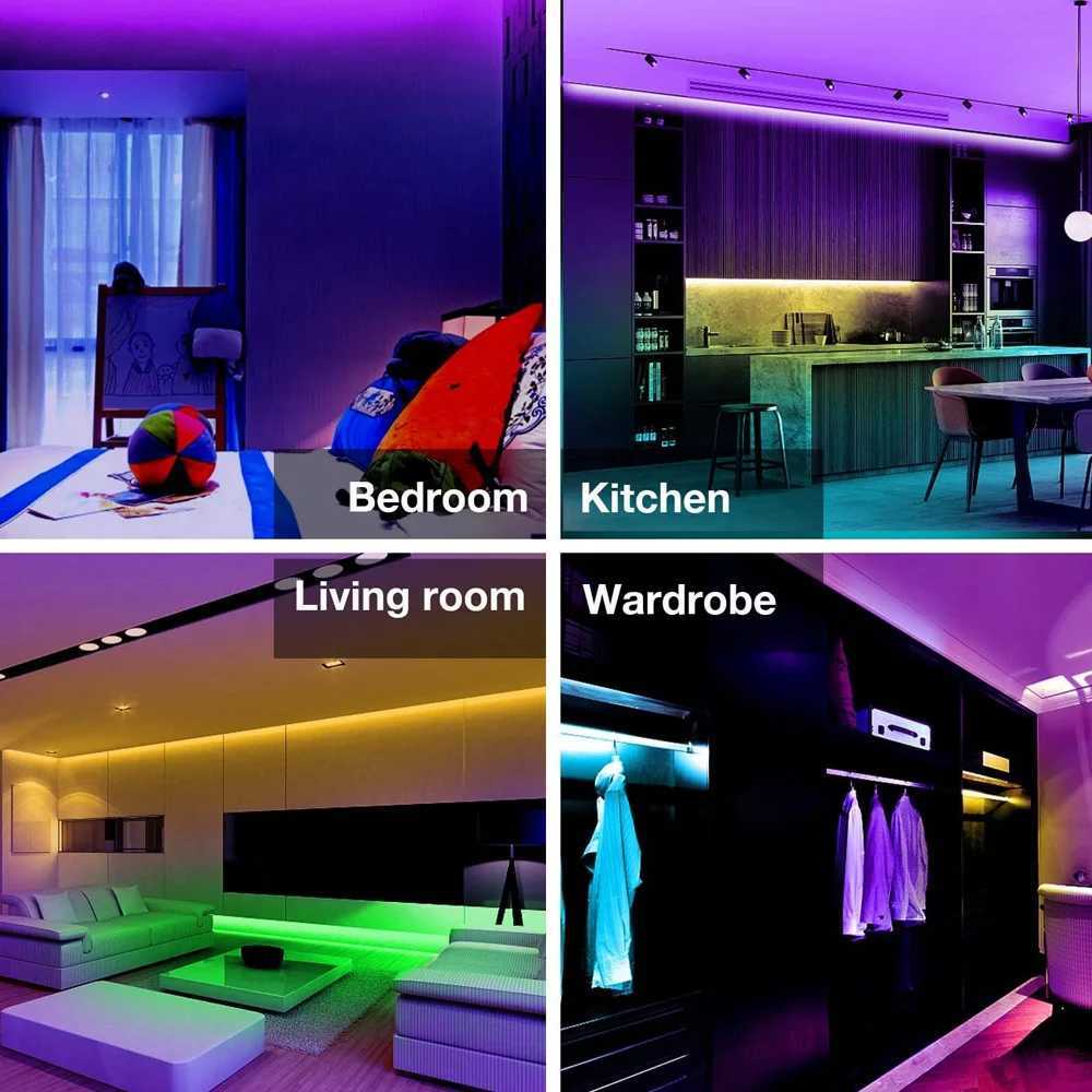 5M 10M 20M 24V COB RGBCCT LED Strip Flexible Dimmable Room Cabinet Liner Light Bedroom Decor 24G RF Touch Panel Remote Control M251129