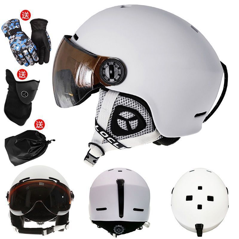 Universal Ski Helmet and Goggles Combo for Adults and Children Men and Women Single and Double Board Ski Helmet with Integrated Goggles