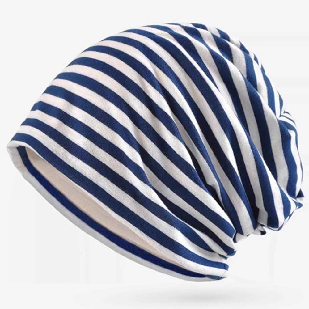 Ladies Summer Striped Knit Beanie Hat Spring Slouchy Style Skullies Cap Women Thin Bonnet Cap Autumn Men Benie Hiphop Pile hatXJ251129