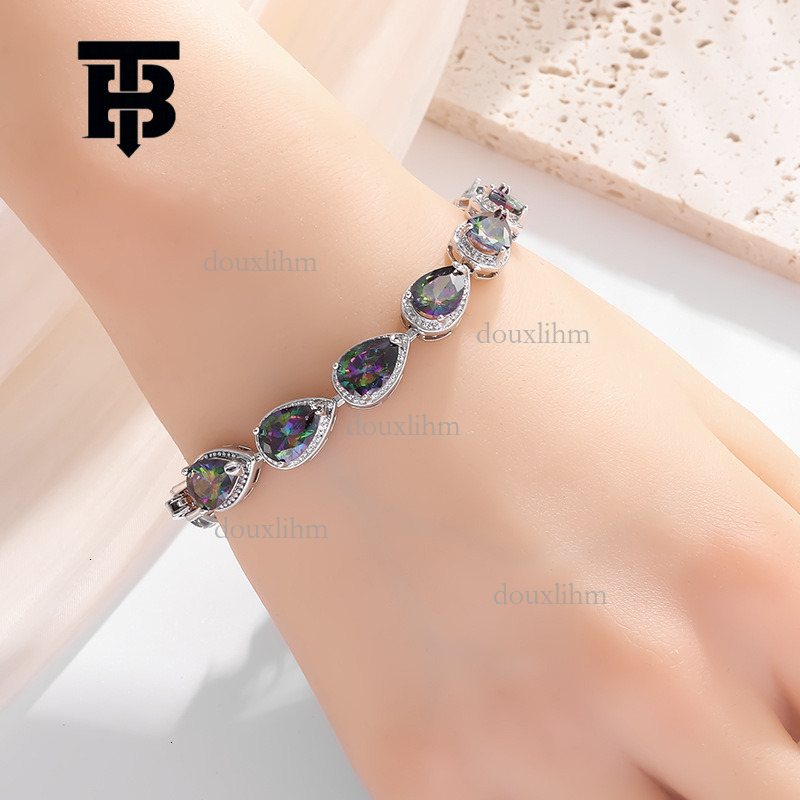 TB BHULAMTE Designer Luxury Women's Simple Bracelet European And American Fashion Trend Inlaid Rainbow Gemstone Bracelet High End Jewelry Gift
