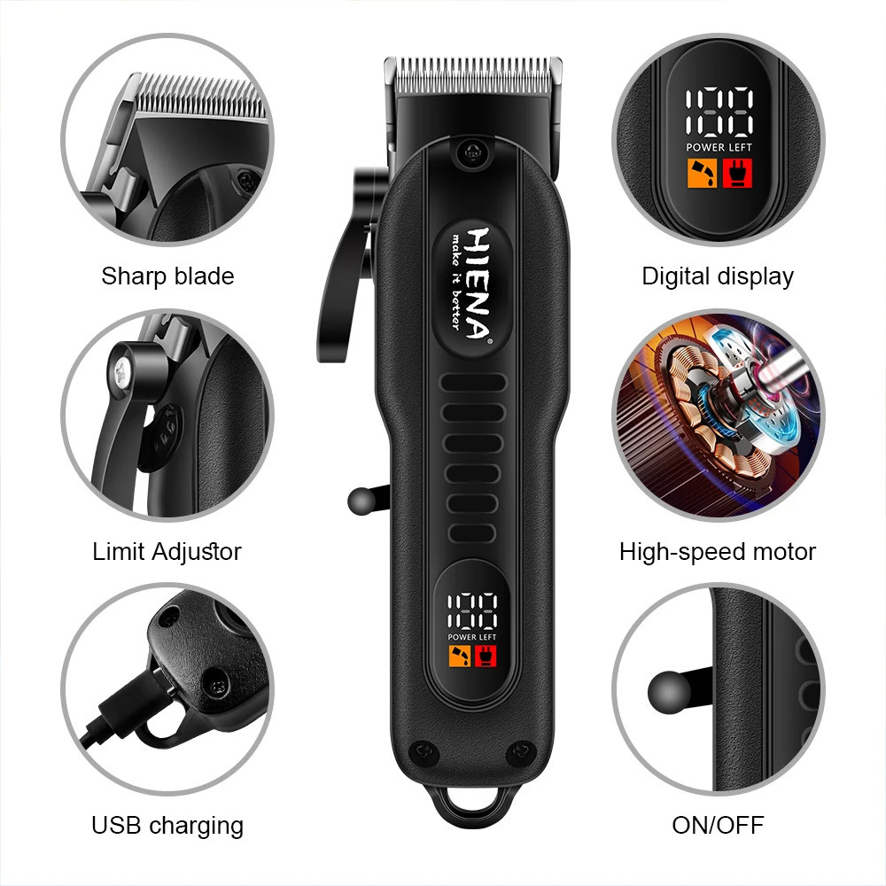 Professional Barber Electric Hair LED display screen UBS charging Trimmer Powerful electric hair clipper trimmer tool 251129 C260312