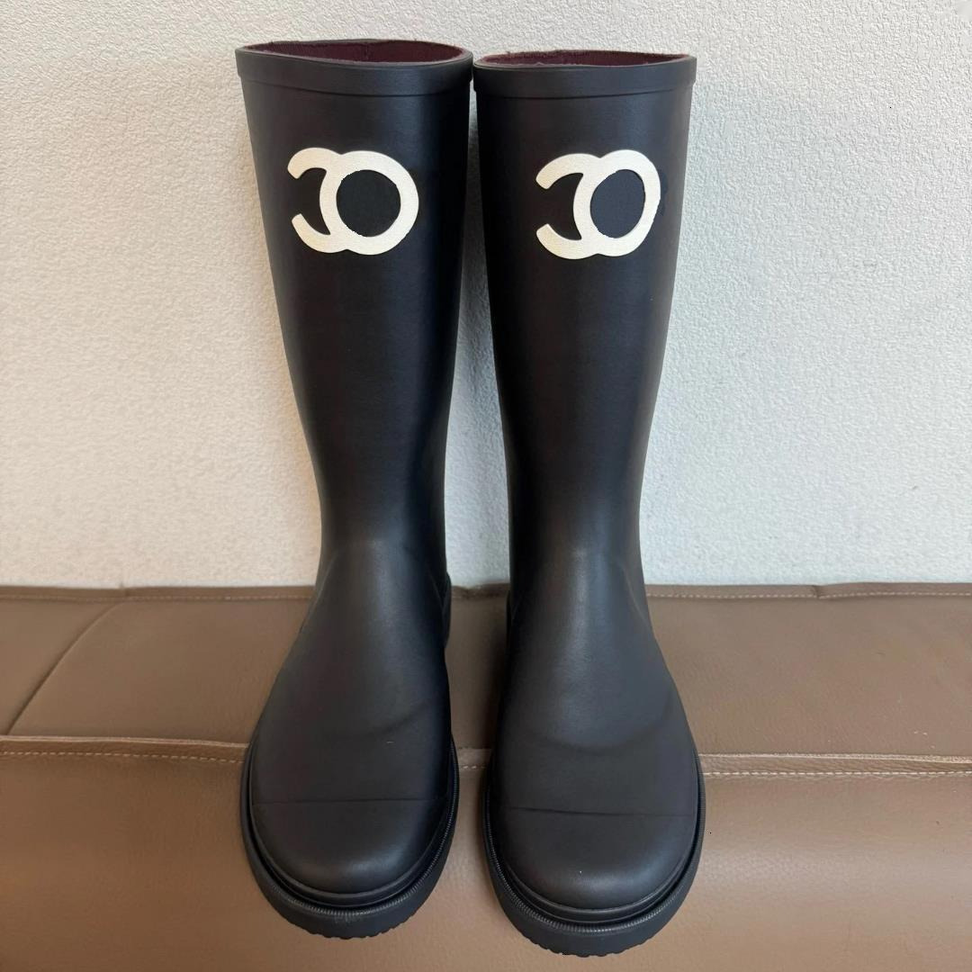 Rain boots Designer boots Women Thicks Sole Ankle over the knee brand Womens Rubber Boot Rainboots green bright black shoe luxury boots