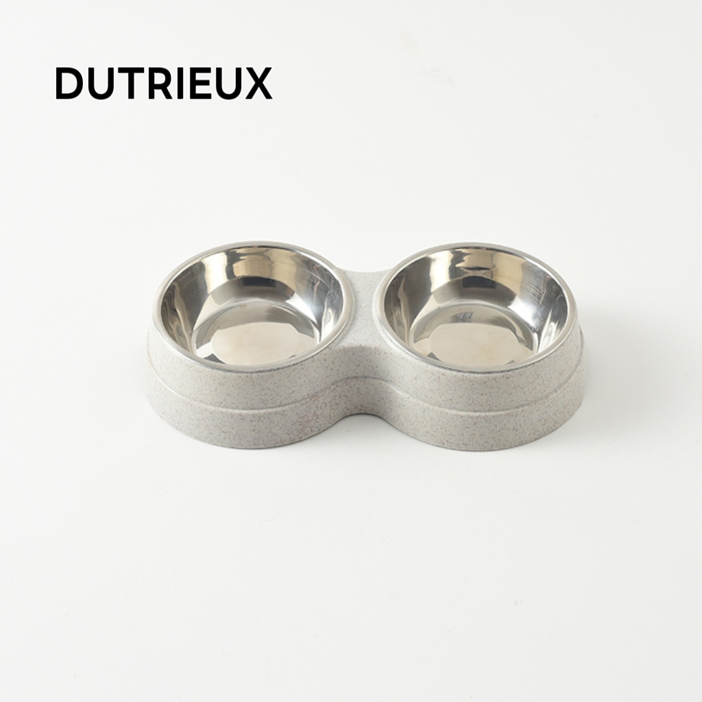 H1627 Double water bowl for pets, stainless steel dog food bowl, cat and dog water feeder in one.