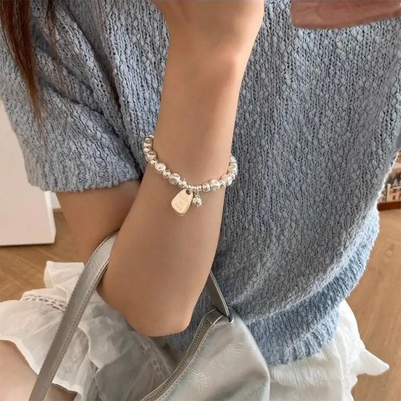 Concave Square Silver Beads UK Pendant Silver Bracelet Premium Touch Lightweight Heavy Duty Work Rope 250428