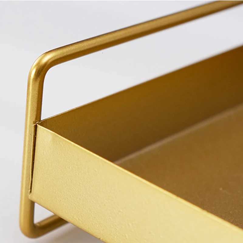 1PC Nordic Metal Tray Dried Fruit Plate Snack Fruit Dish Rectangular Snack Tray Storage Plate With Lid Dessert Tray Y251129
