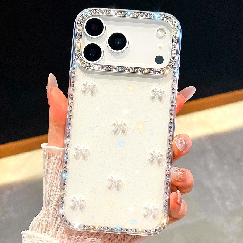 Bow Phone Case iPhone 17 Pro Max Compatible with Apple 16/15 Pro Edge Diamond Protective Case