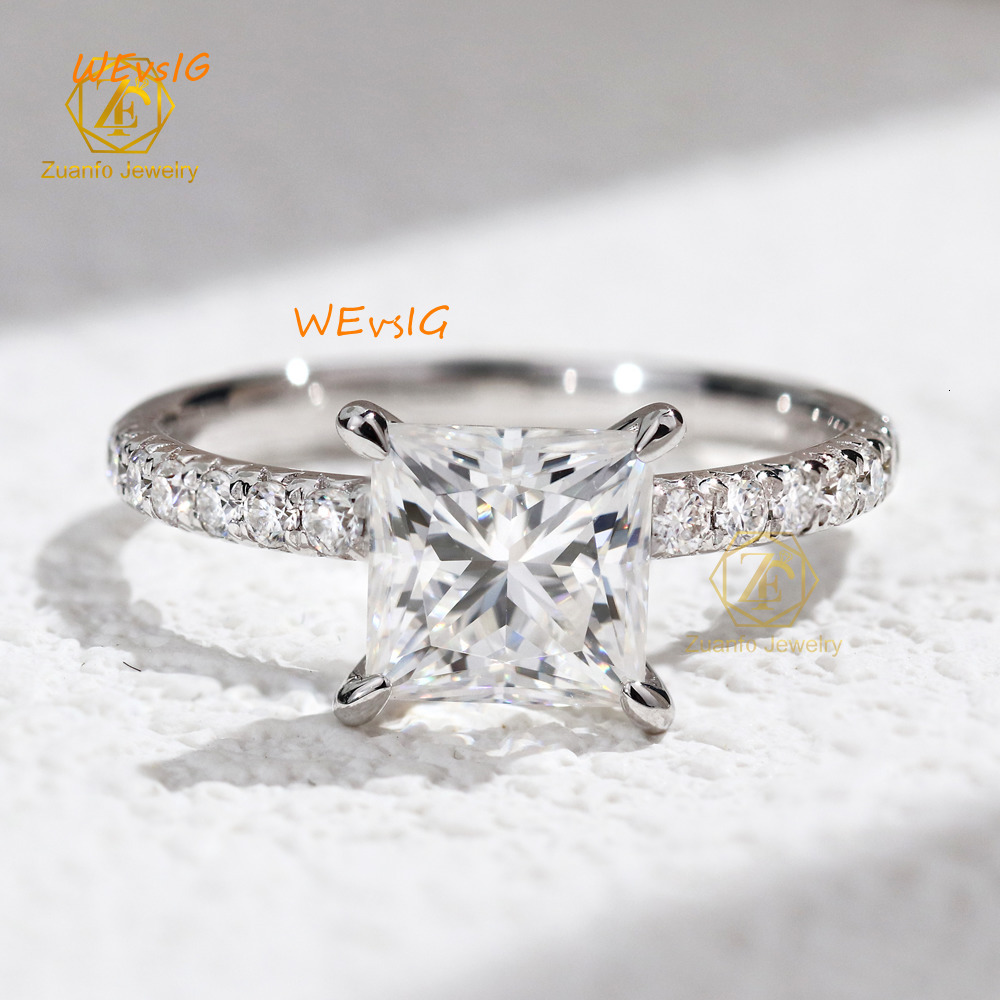 Moissanite Jewelry Solid 14K Pure Gold 1.5CT 6*6mm Cushion Cut Diamond Halo Moissanite Engagement Wedding Ring