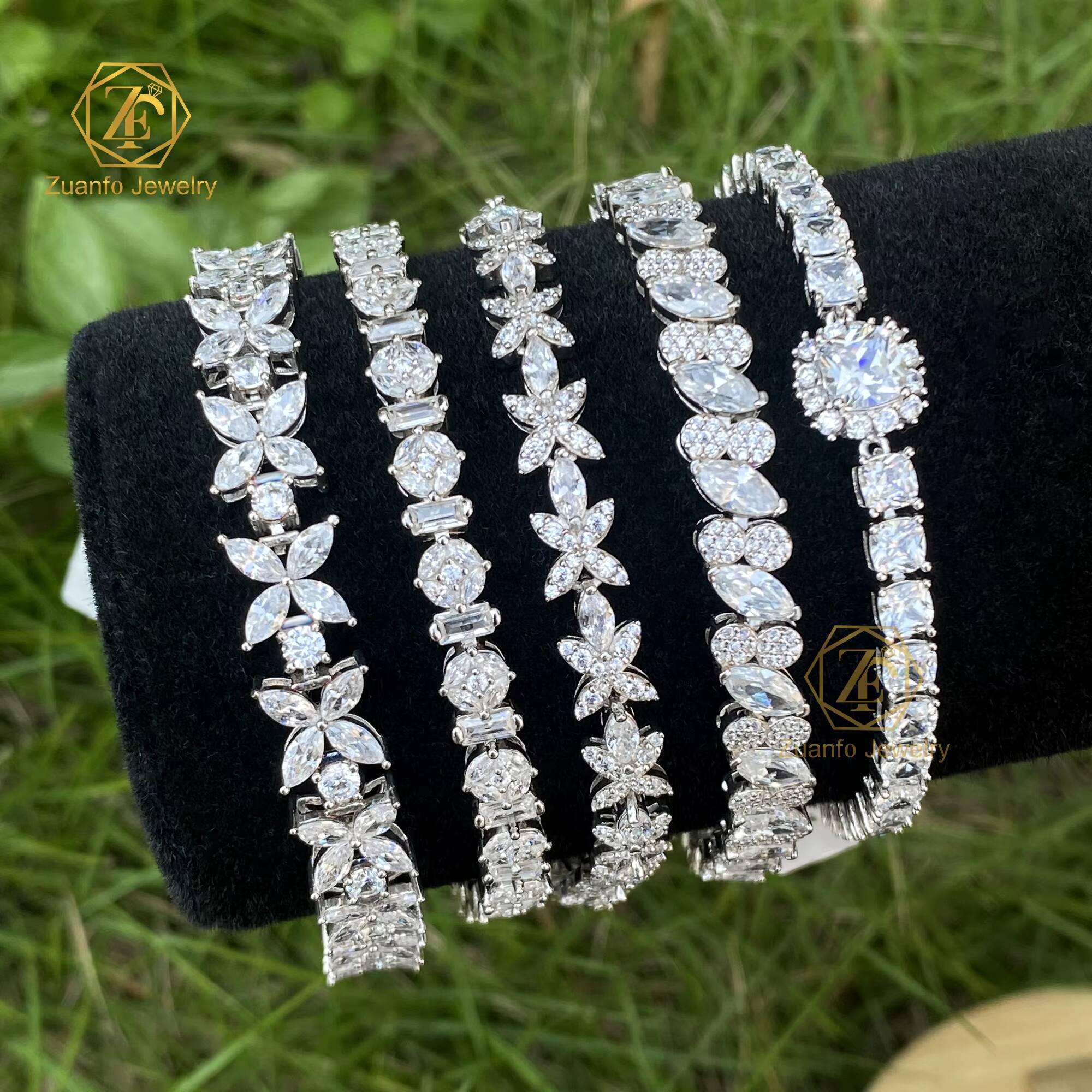 2025 Bling Princess Cut Moissanite Diamond 925 Sterling Silver Unisex Tennis Bracelet Gold Plated Iced Out for Gift
