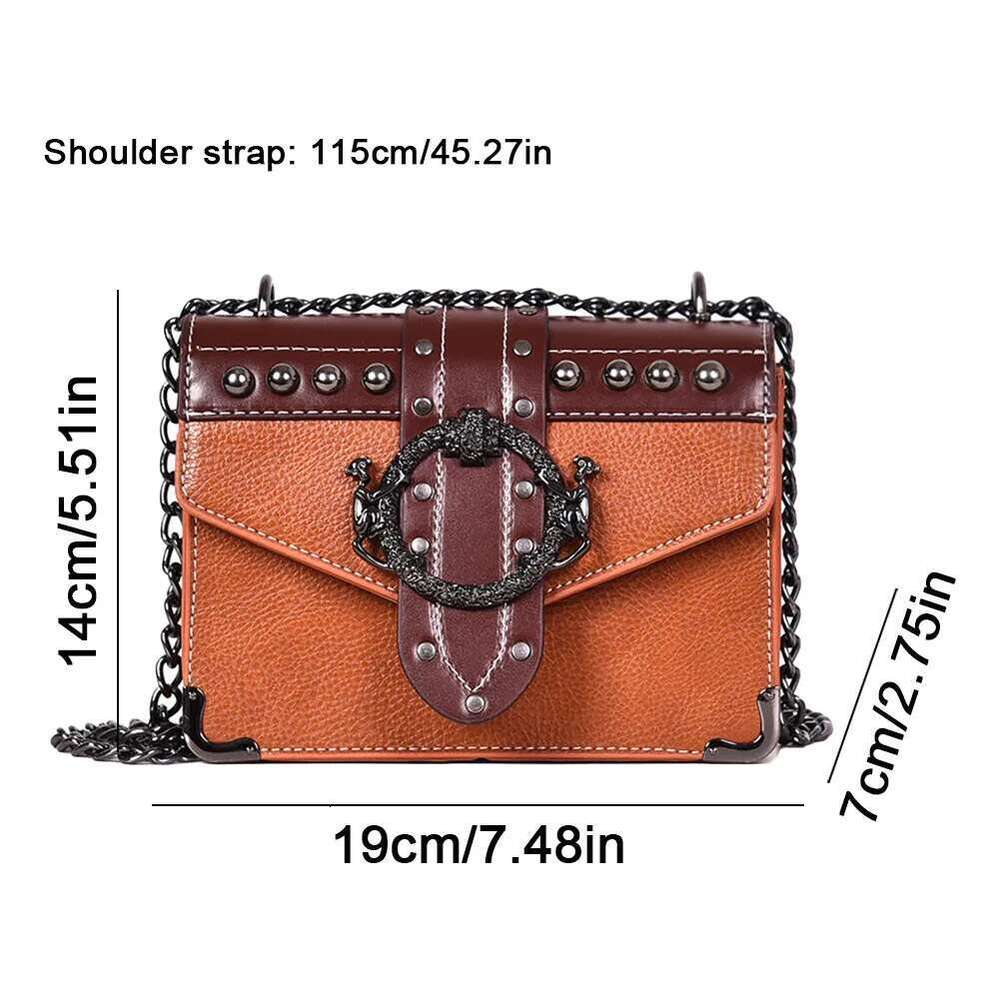 Sophisticated Feminine Messengers by Top Brands Versatile Large Capacity Square Purses Featuring Trendy Rivet Accents