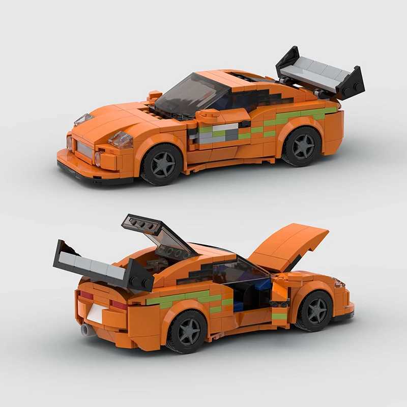 MOC F1 City Speed Sports Racing Car Building Blocks Brick R34 RX-7 Vehicle Supercar Fast Furious MK4 Supra Kids Toys J251129