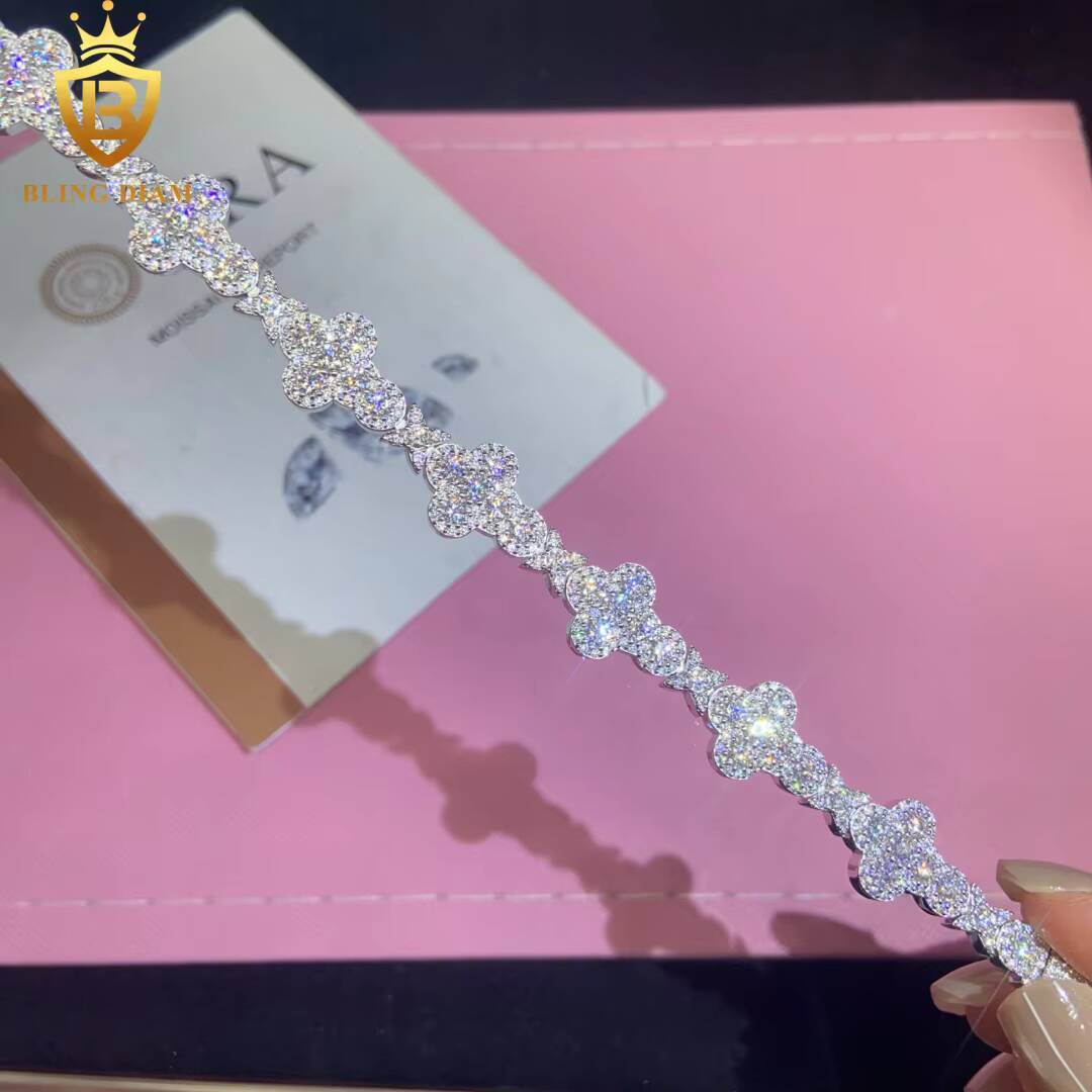 Hot Saling Fashion 10mm 925 Silver Chain Moissanite Cuban Bracelet Men Women Hip Hop Style Pass Diamond Tester GRA Certification