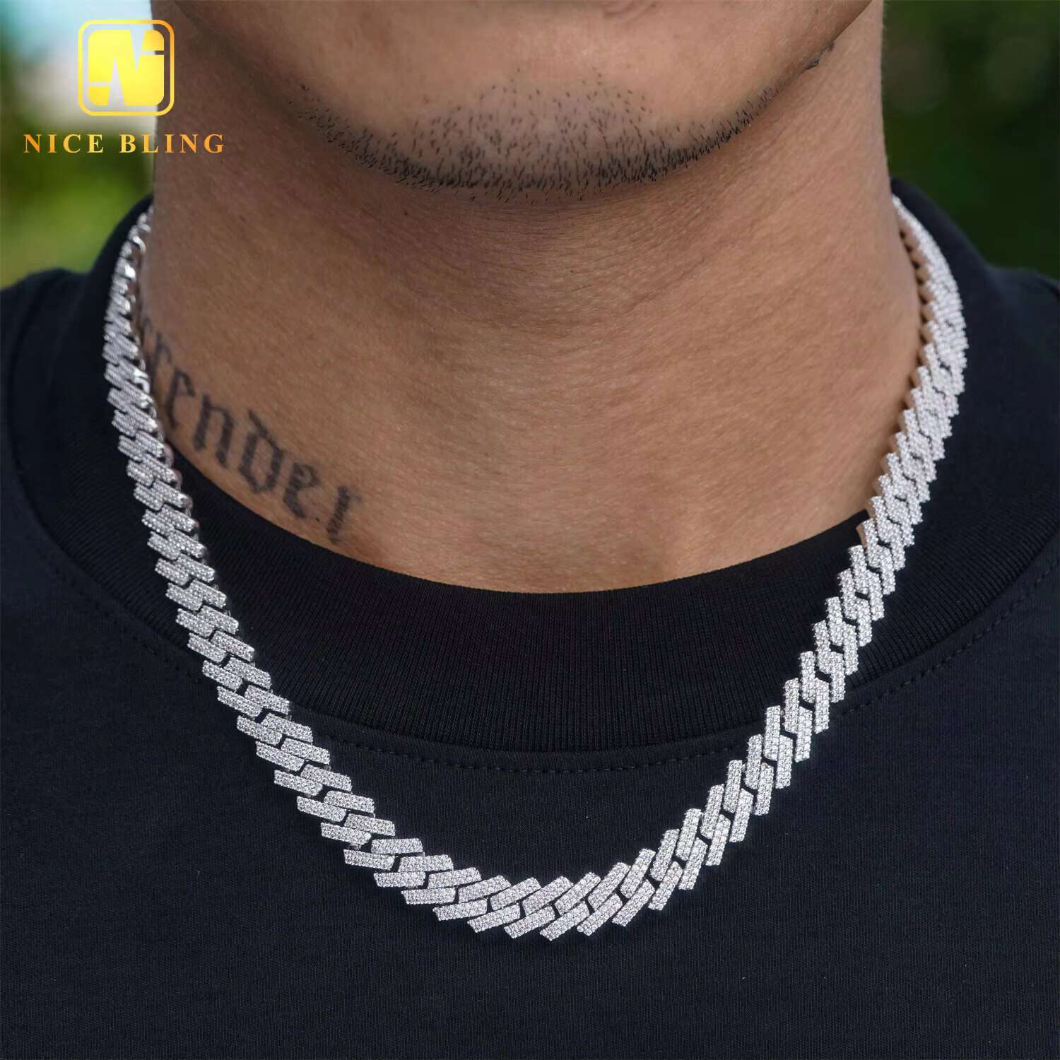 10mm Hip Hop Necklace Fashion Style S Vvs Iced Out Jewelry Moissanite Dia Cuban Link Chain
