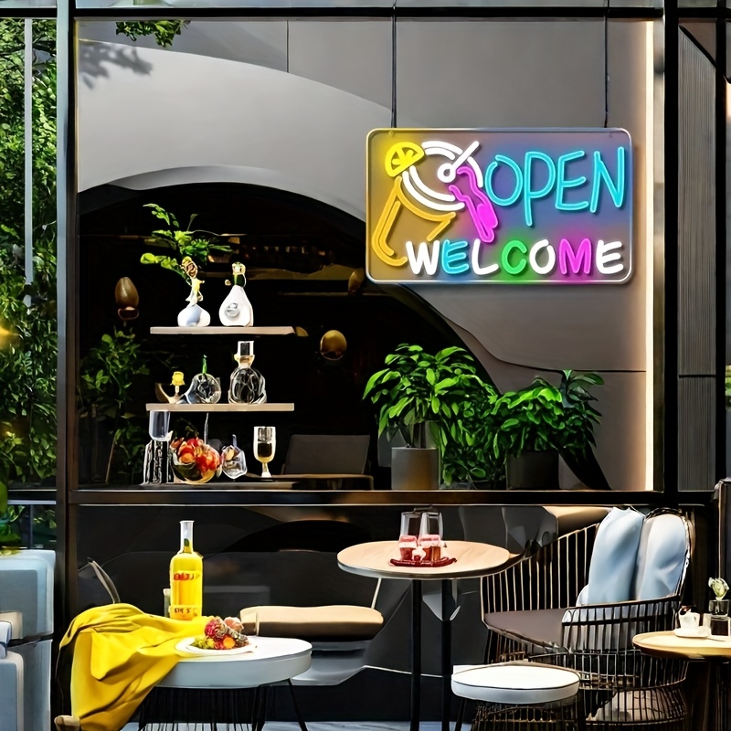 Open Signs for Business, Super Bright LED Neon Open Sign -Electric Light-Up Sign with ON/OFF Switch, Suitable for Coffee Shops, Salons, Bars, and Wind