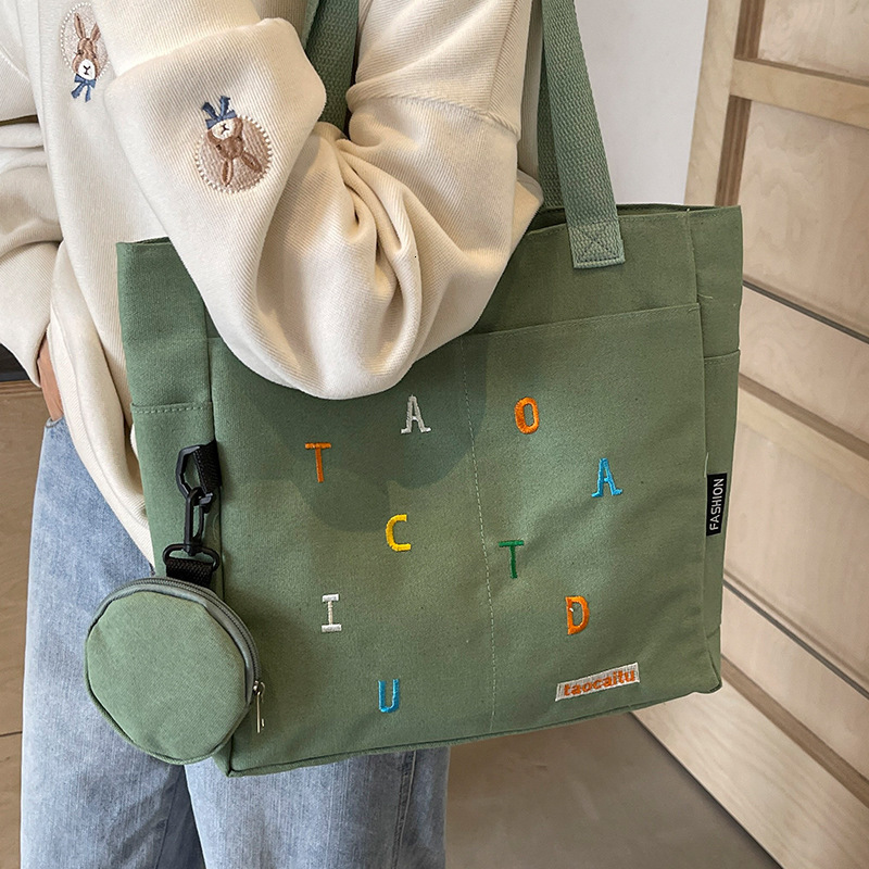 Large Capacity Canvas Bag for Women New Tote Bag for Women Ins College Students Single Shoulder Handbag for Class 241029