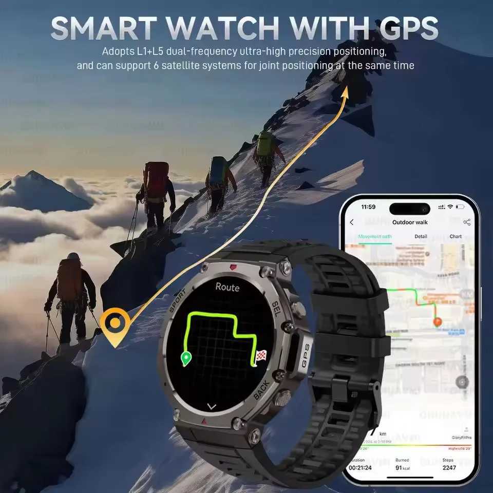 for amazfit t rex 3 GPS Smart Watch 5 ATM Waterproof Built-in Dual-band GNSS Compass Military Sport Smartwatch Men 2025 New M251129