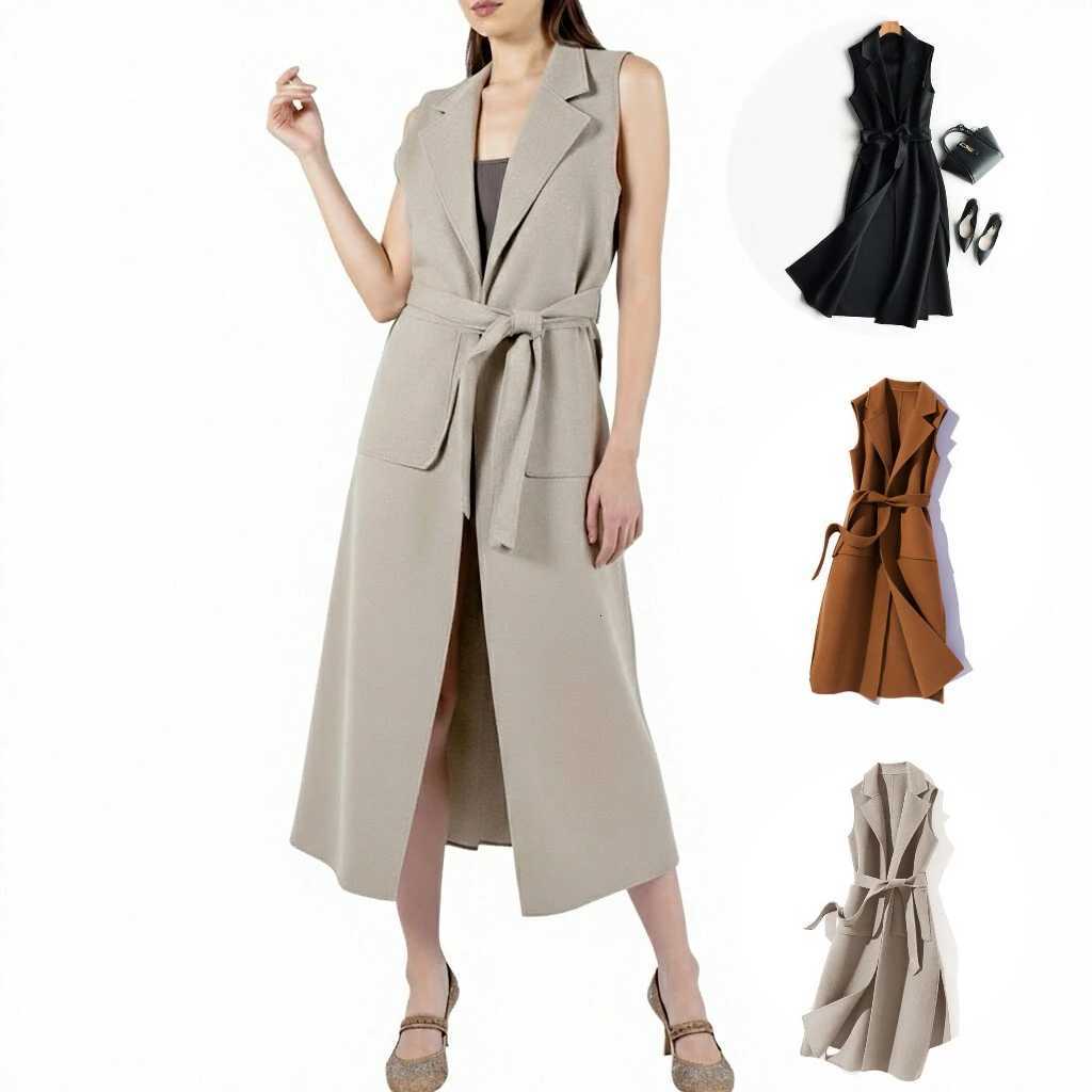 Womens Clothing Autumn Winter Jackets Korean Mid Long Sleeveless Vest Fat MM Waist Elegant Casual Vests CoatsT251129