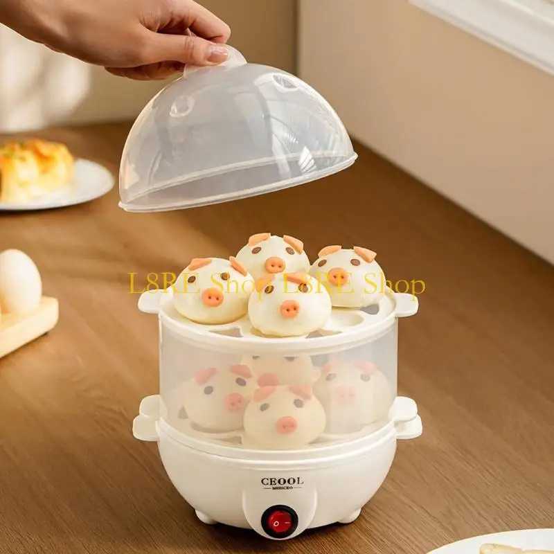 L8RE Eggs Cooking Appliance Double Layer 14 Eggs Tray Steam Dumplings Omelets Poacher Dishwasher Safe Electric Eggs Cooker C251129