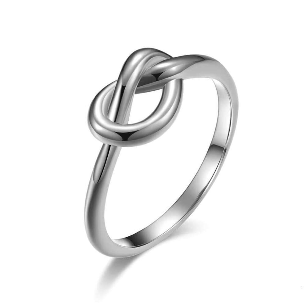 DHCollections Stainless Steel Knot Shape Rings Titanium Steel Love Knot Adjustable Rings Fashion Jewellery for Women and Men