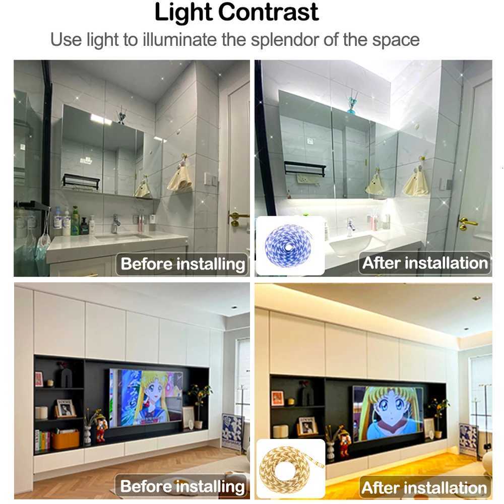 USB 5V LED Light Strips DC5V SMD2835 white/Warm white TV Background Lighting Flexible Ribbon Tape Waterproof LED decor lamp M251129