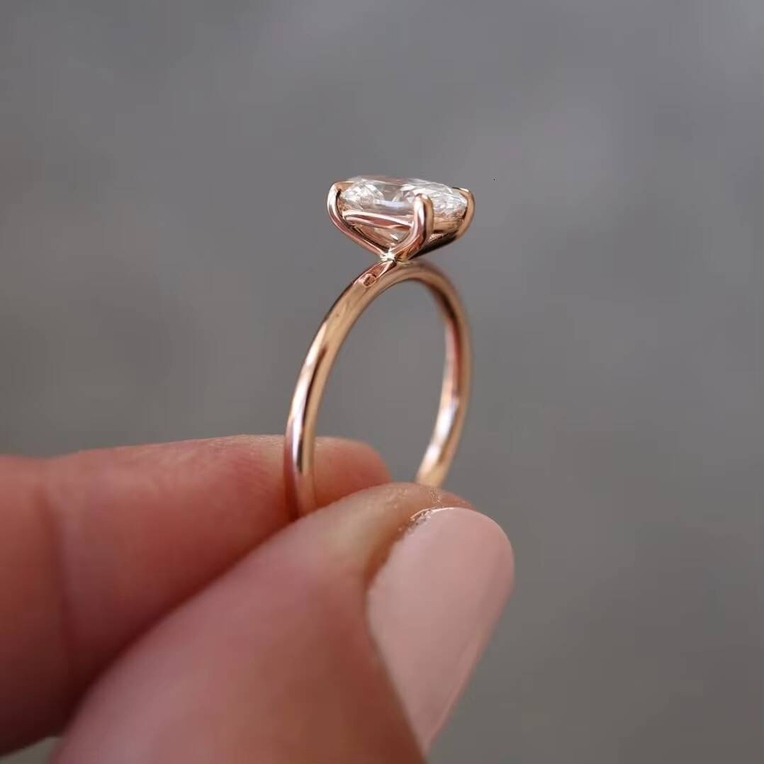 IGI GIA Certified HPHT CVD Lab Grown Oval Cut Diamond 1Carat 10K 18K Rose Gold Jewelry Engagement Lab Diamond Ring for Women