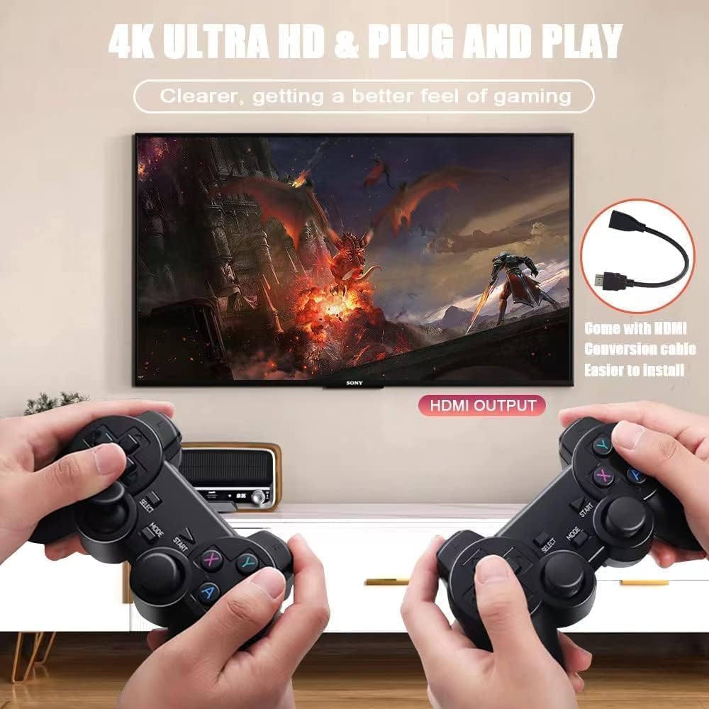 Retro Video Game Console, Mini Plug and Play Game Stick,Dual 2.4G Rechargeable Wireless Controllers, 4K HD HDMI Output,Nostalgia Stick Game ,Built in 