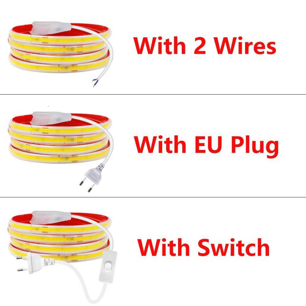 220V COB LED Strip Waterproof 05m 5m 10m 20m 40m Adhesive LED Strip with IC High Bright 240LEDs/m Flexible Tape Linear Lighting M251129