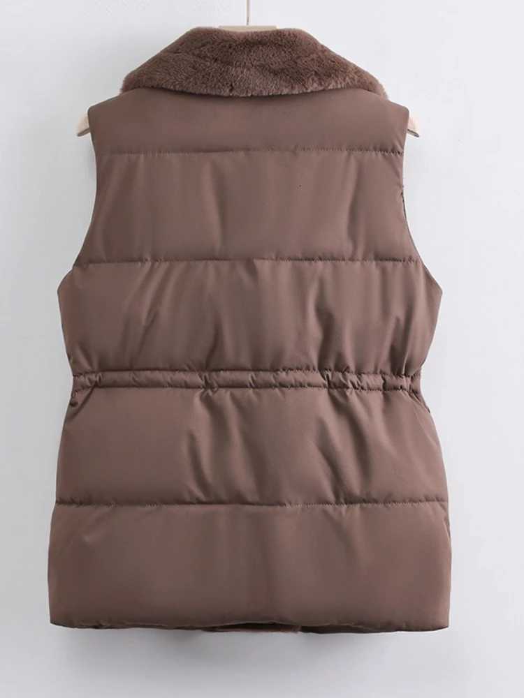 Autumn Winter Womens New Down Cotton-Padded Vests Jackets Sleeveless Female Turn-down Collar Outerwear Thicken Warm WaistcoatT251129