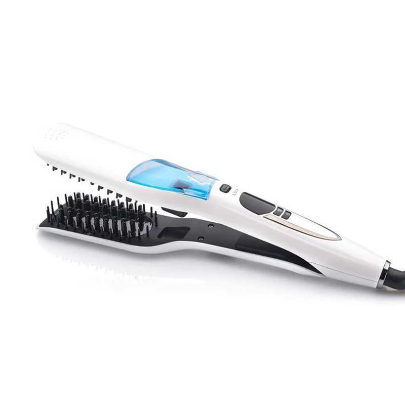 Steam hair straightener brush anti-scald hair care ceramic wide roll flat plate portable hair straightener stickT251129