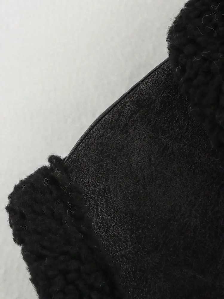 HH Autumn Winter Women Fashion Faux Leather Fleece Vest Top Vintage Sleeveless Outerwear Thick Warm Zipper Waistcoats CoatT251129