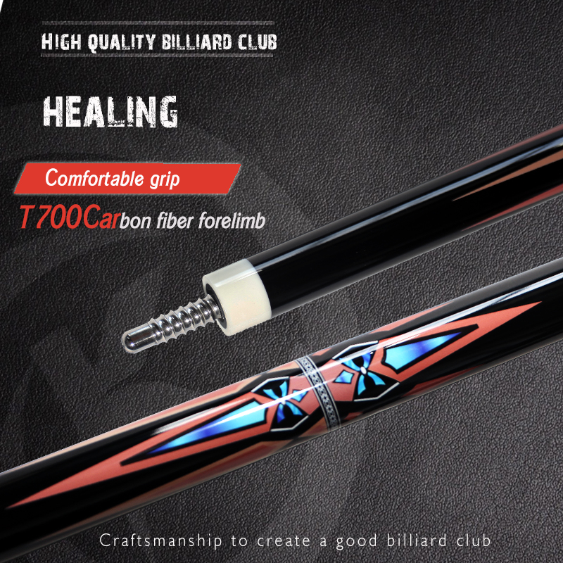 OKHEALING 14 mm Hard Tip Jump Cue 58in Billard Pool Cue Carbon Fiber Black-Tech Carbon Taco De Billar Pool Profesional, Weight Adjustable Design