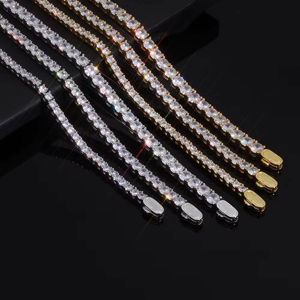 NUOYA Fashion Jewelry Iced Out Diamond Tennis Chain Gold Plated Brass Sparkling 5A Zircon Tennis Chain Bracelet Gifts for Women