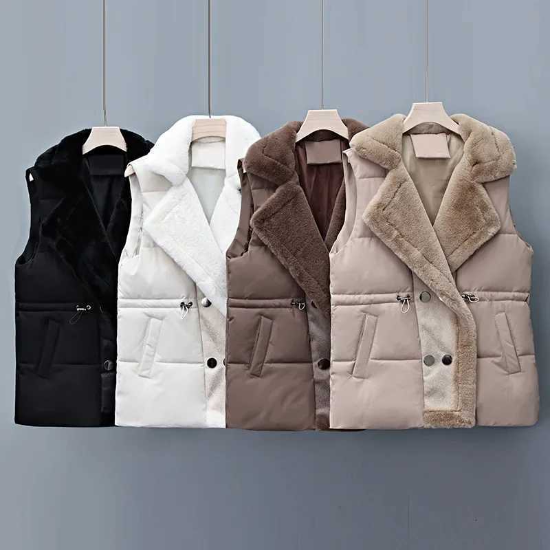 Women Parkas Single Breasted Coats Autumn Winter Vest Coat Sleeveless High Waist Casual Vests Elegant Y2k Jackets Thick WarmT251129