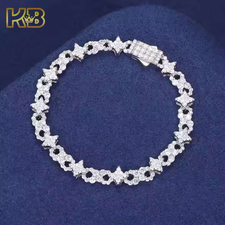 Moissanite-Inlaid Blinged-Out Hip Hop Star Bangle Trendy Jewelry Piece Perfect for Any Occasion