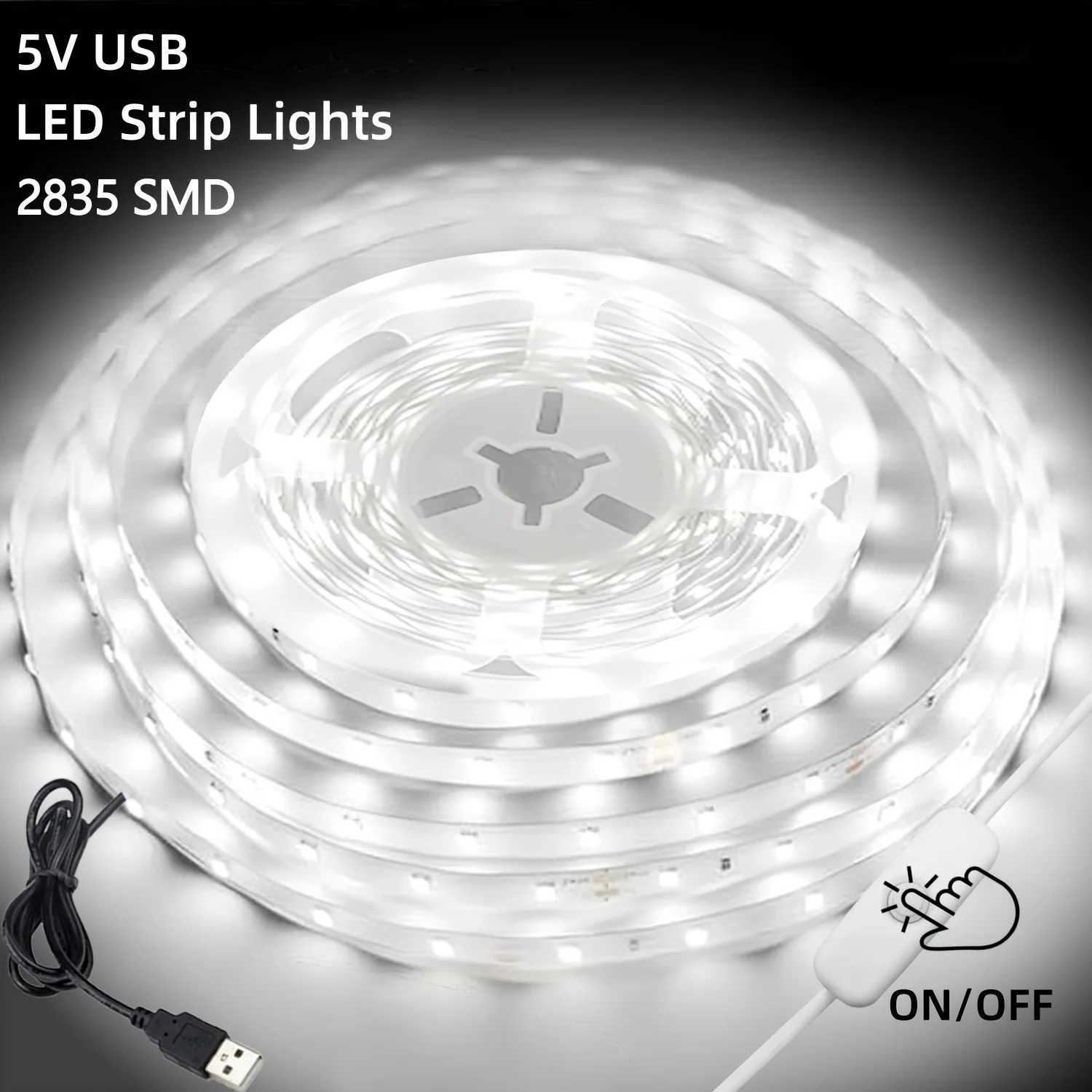 1-5m 5V LED Strip Lights 2835 USB 60 LEDs/m TV Backlight Flexible Lighting Ribbon Tape for Bedroom Wardrobe DIY Decoration Light M251129