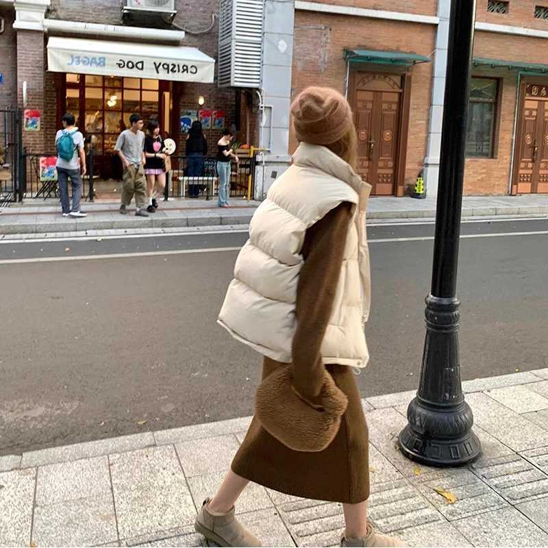 Vests Women Loose Casual Streetwear Keep Warm Autumn Winter Coats Outwear Pockets Sleeveless Fashion Design Zipper MinimalistT251129
