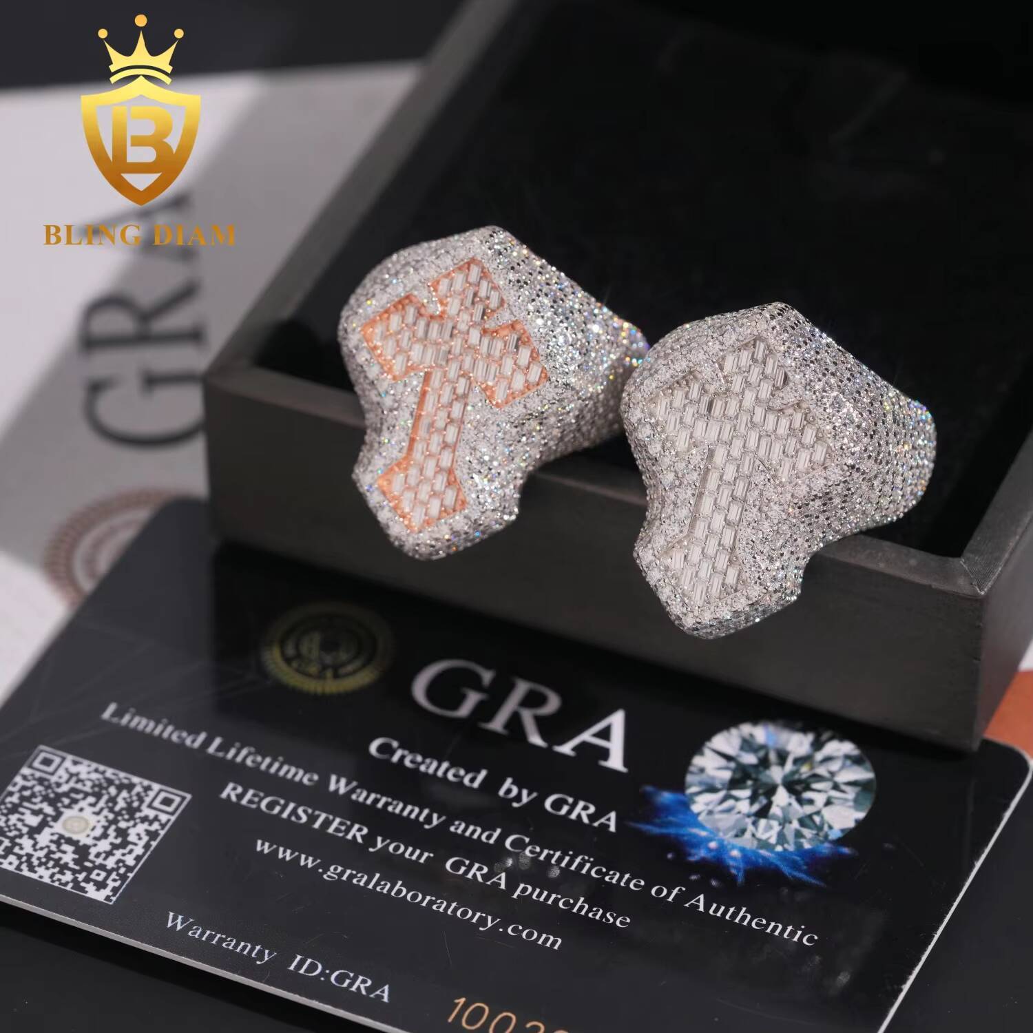 Wholesale Price Hip Hop Jewelry Vvs Moissanite Diamond Iced Out Rings 925 Sterling Silver Fashion Cross Rings for Men