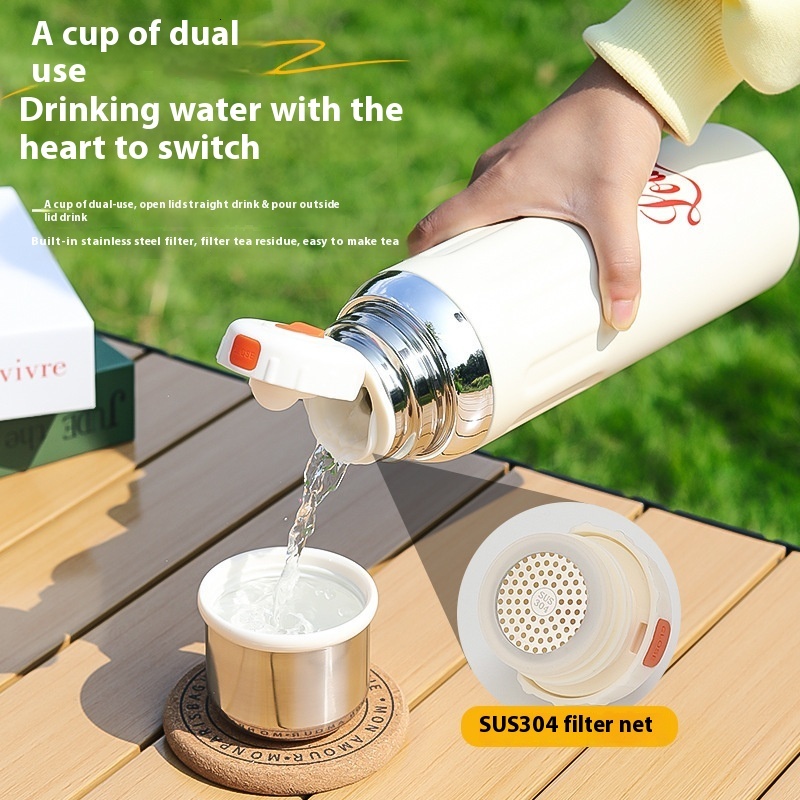 Portable tea with inner liner, women's accompanying high appearance, simple household gift, 316 stainless steel insulated cup, men's cup W26