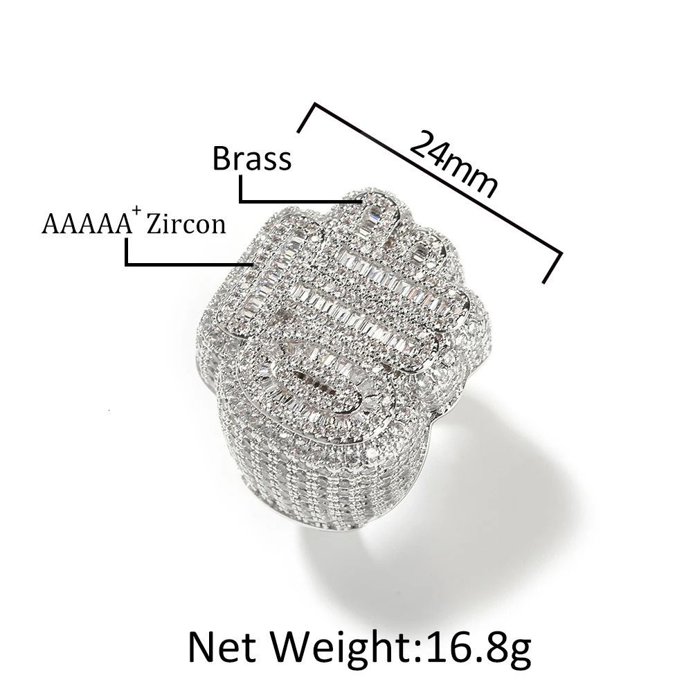 THE BLING KING Baguettecz Letters OTF Ring Iced out Two Tone Finger Ring Cubic Zircon HipHop Ring Delicate Punk Jewelry 251128