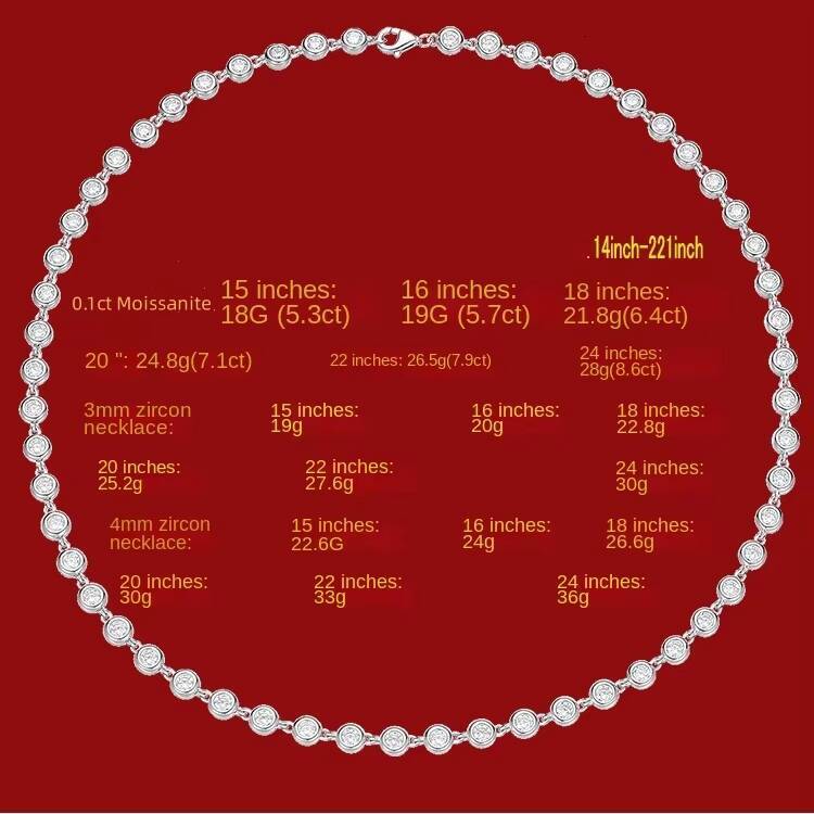 Factory Jewelry High-grade S925 Silver 3mm 4mm Bubble Lab Diamond Zircon or Moissanite Tennis Chain Necklace for Women