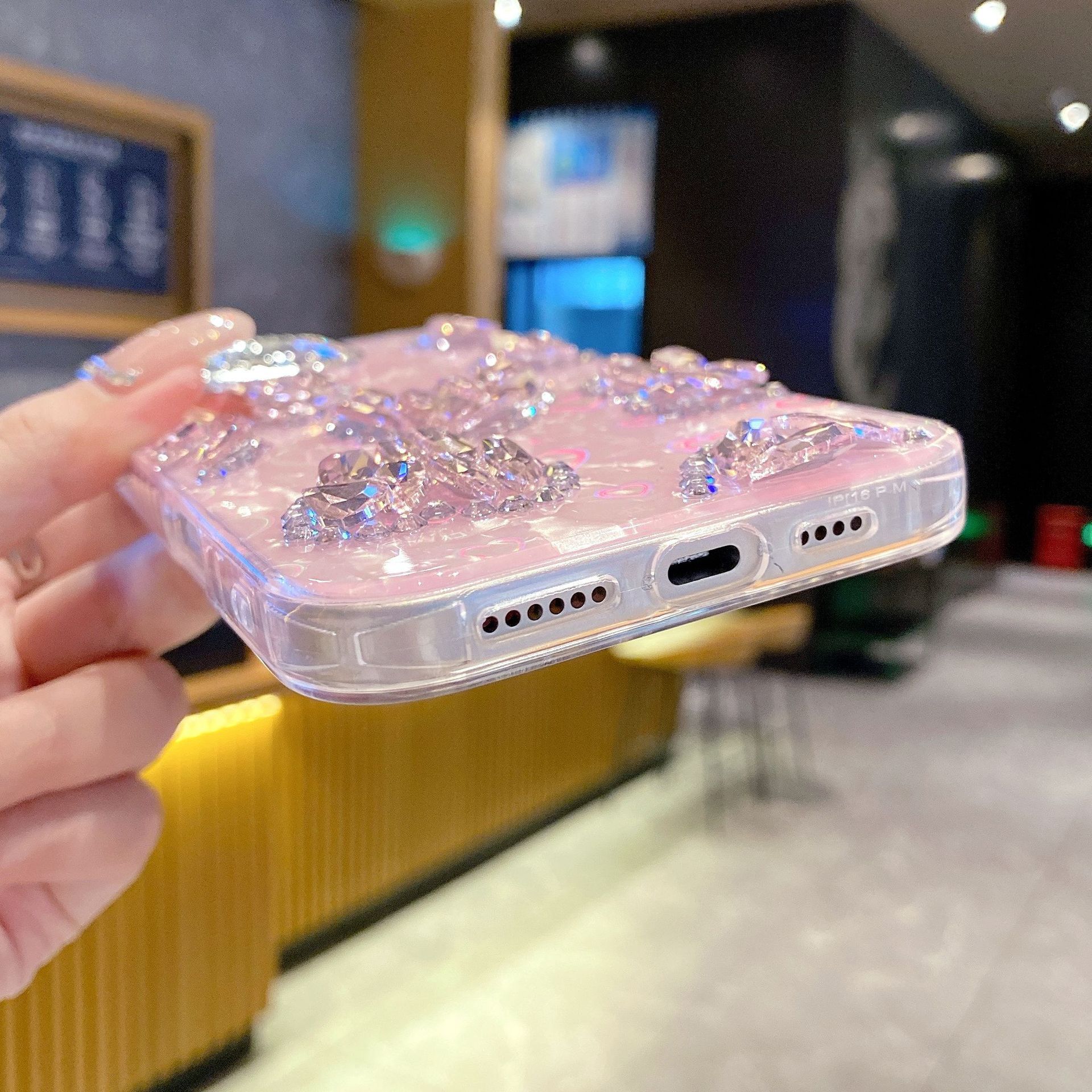 Pink Heart Diamond Phone Case iPhone 17 Pro Max Compatible with Apple 16/15 Plus Protective Case
