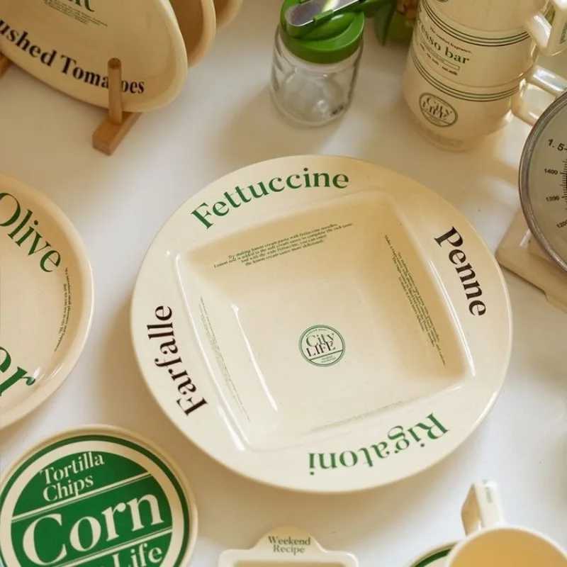 Luxury Korean Minority Letter Plate Dessert Bowl Breakfast Dim Sum Dessert High- Dinner Plates Tableware Y251129