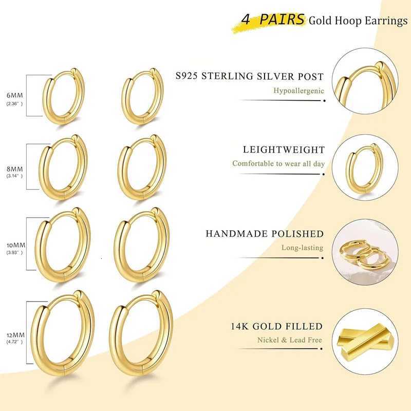 4Pair/set Stainless Steel Circle Hoop Earrings for Women Classic Small Helix Hoops Loop Ring Huggie Cartilage Piercing JewelryT251129